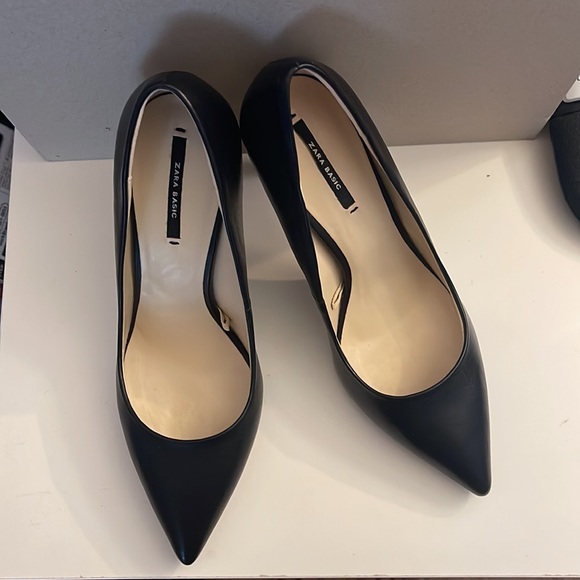 Zara Leather High Heel Shoes Sz 6.5 - Picture 3 of 7